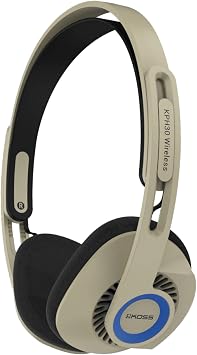 Koss KPH30 Wireless Bluetooth Retro Style On-Ear Headphones, 20+ Hour Battery Life, USB-C Charging, Microphone, Rhythm Beige