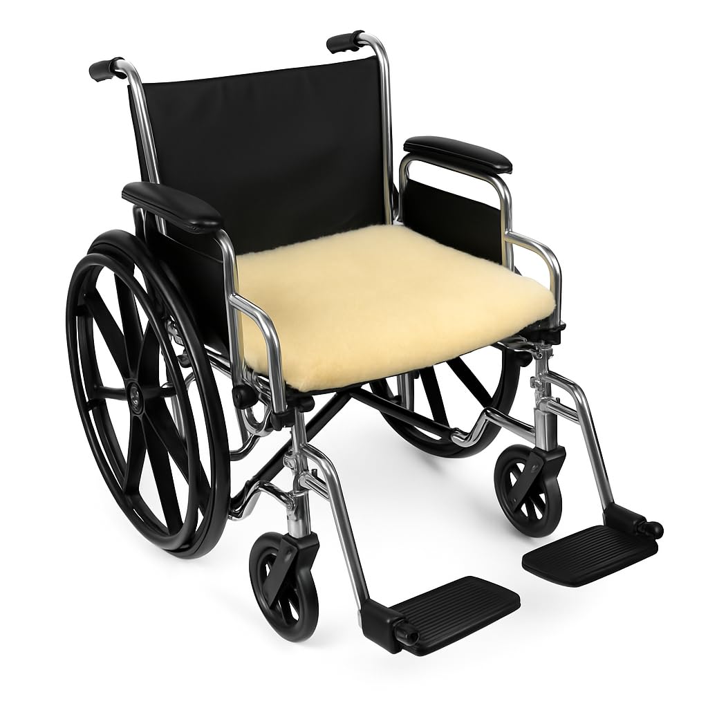 Skil-Care Beige Sheepskin Pad - 24”L X 30”W - Additional Comfort For Wheelchair Or Geri-Chair Patients, Wheelchair Cushions And Accessories, 501021