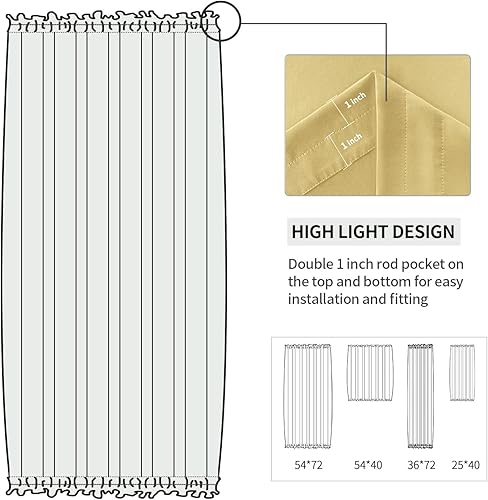 Miniatura 594 de DWCN Cortinas para puerta francesa: cortina térmica con bolsillo para barra para puertas con ventana de cristal, puertas de cocina y patio