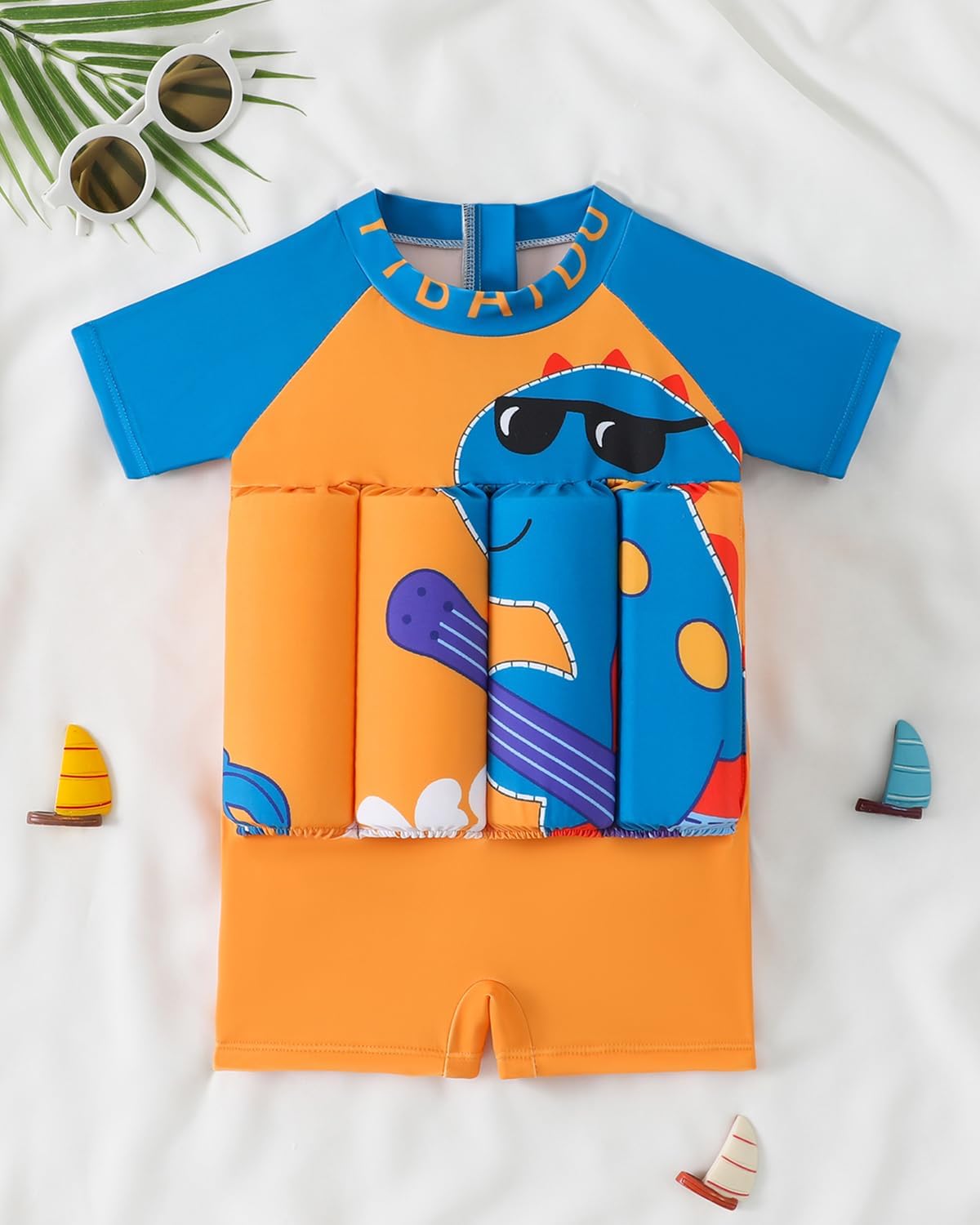 Toddler Floatation Swimsuit Boys 1-6T, One Piece Float Suit with Built-in Floats, UPF 50+ Floating Bathing Suit