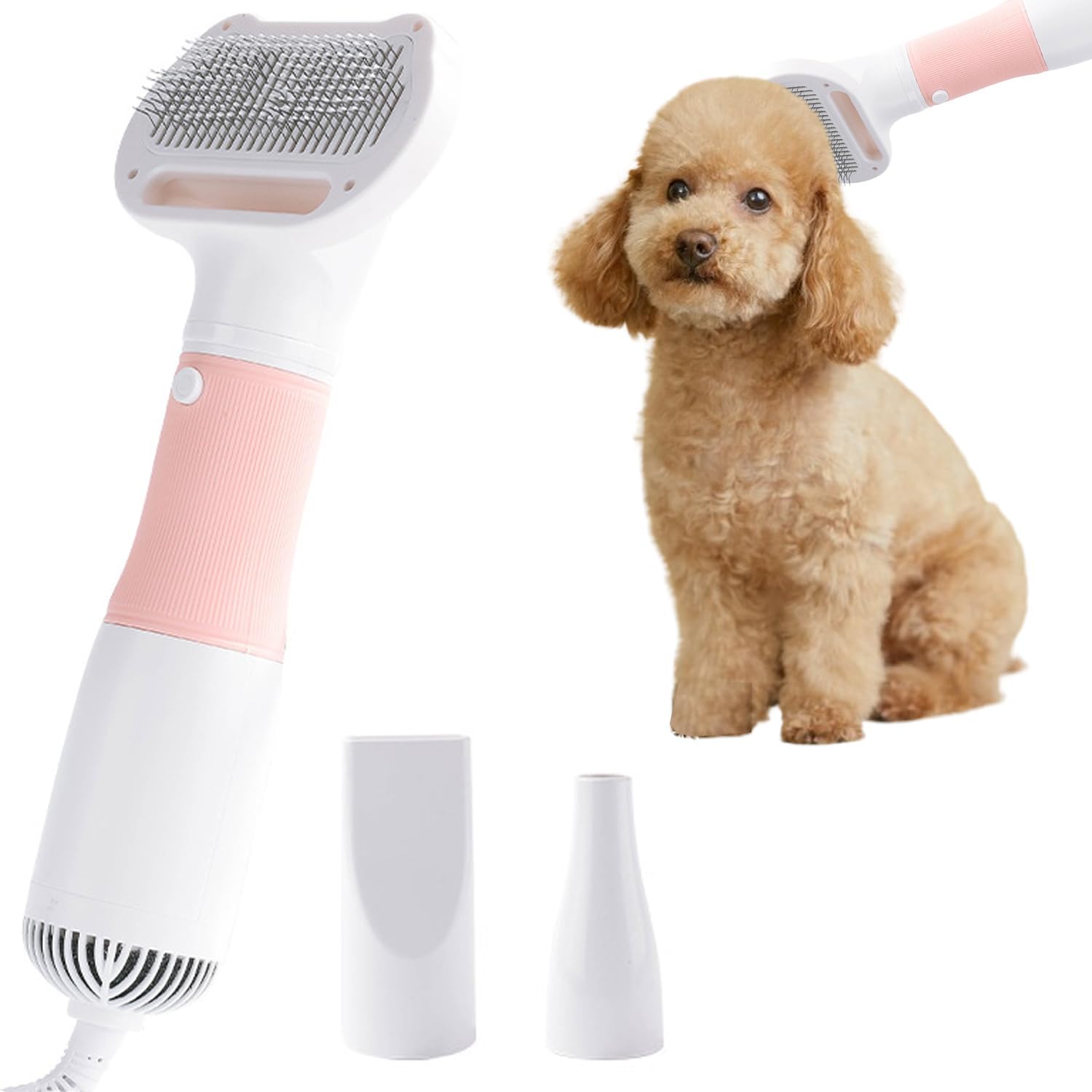 Secador de pelo de mascotas, secador de pelo de mascotas 3 en 1 con cepillo, secador de pelo de perro, secador de aseo de mascotas con protección contra sobrecalentamiento, secador de aseo para perros