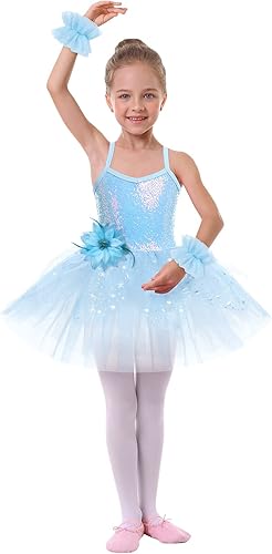 Miniatura 2 de AFAVOM Vestido de ballet de lentejuelas para niñas, falda tutú, leotardo, bailarina, princesa, Halloween, Navidad, disfraz de disfraces