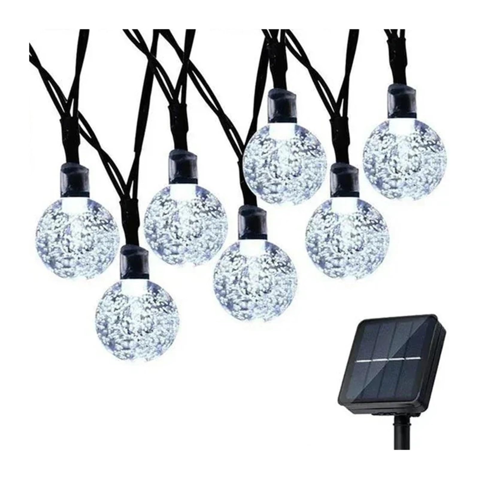 Genérico Luces Decorativas solares for Exteriores, Luces solares con Bolas de Cristal, 8 Modos, Impermeables, adecuadas for decoración de Jardines y Fiestas(White,12M,Big(2.4))