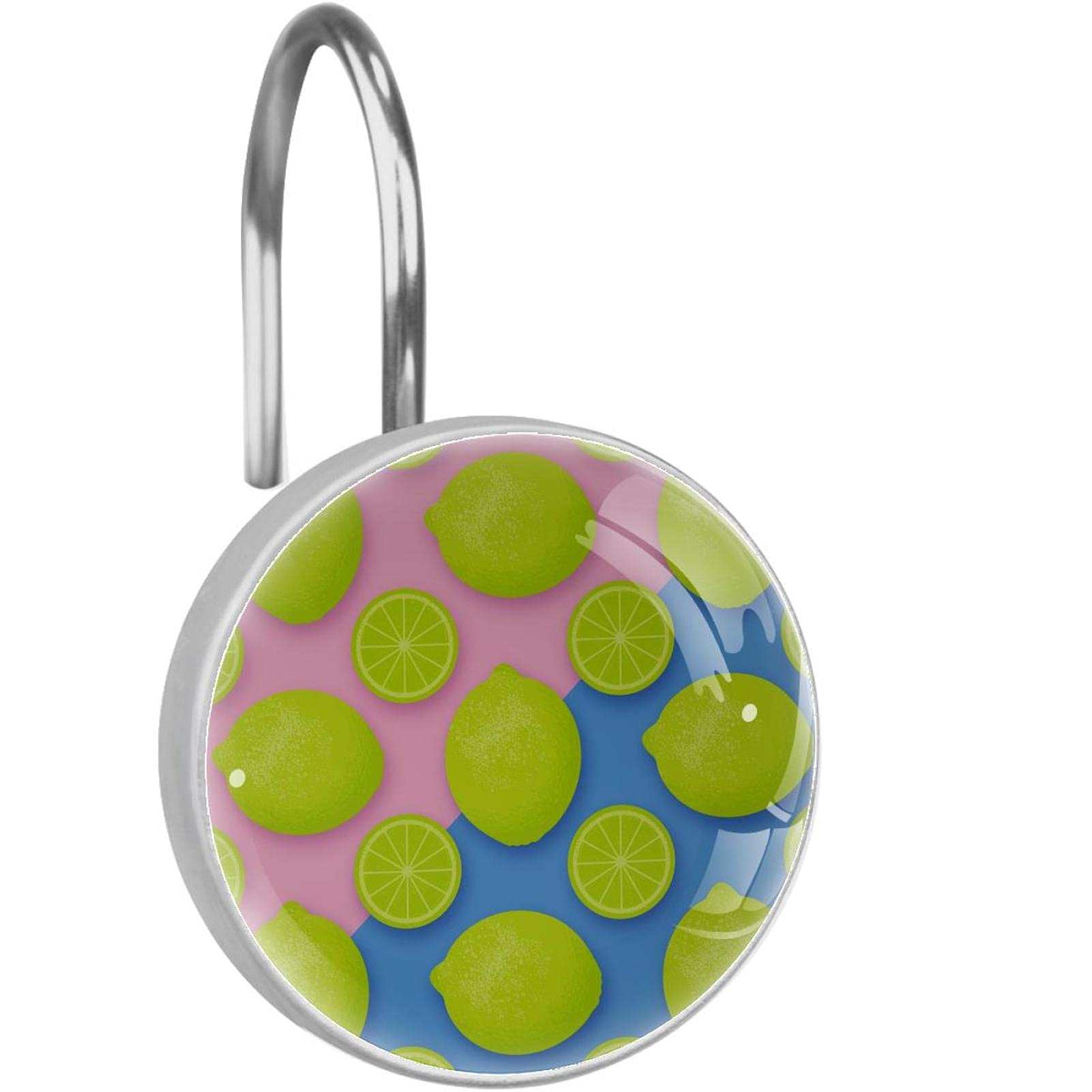 Crochets de douche en acier inoxydable durable avec détails décoratifs citrons bleus et roses