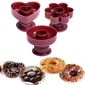 Donut Cake Mould,Donut Mold,Donut Mold Cutter,3 Pack DIY Doughnut,Bread Cutter Maker Mold,Biscuit Stamp Mould,Desserts Bread Cutter Maker Mold,Kitchen Baking Tool,Plastic