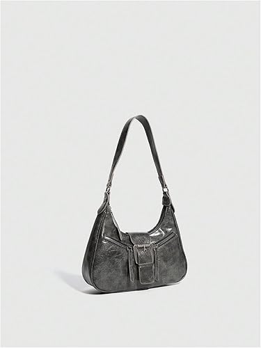 Vista 3 de Verdusa Bolsos de hombro de cuero PU Hobo para mujer, con cremallera, estilo vintage