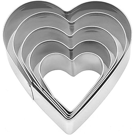 5 Piece Heart Cookie Cutter Set,5 Different Sizes Stainless Steel Biscuit Pastry Cutters,Use for Celebrate Love,Valentine's Day, Wedding Anniversary or Engagements,(1.6"/2"/2.3"/2.8"/3.3" )