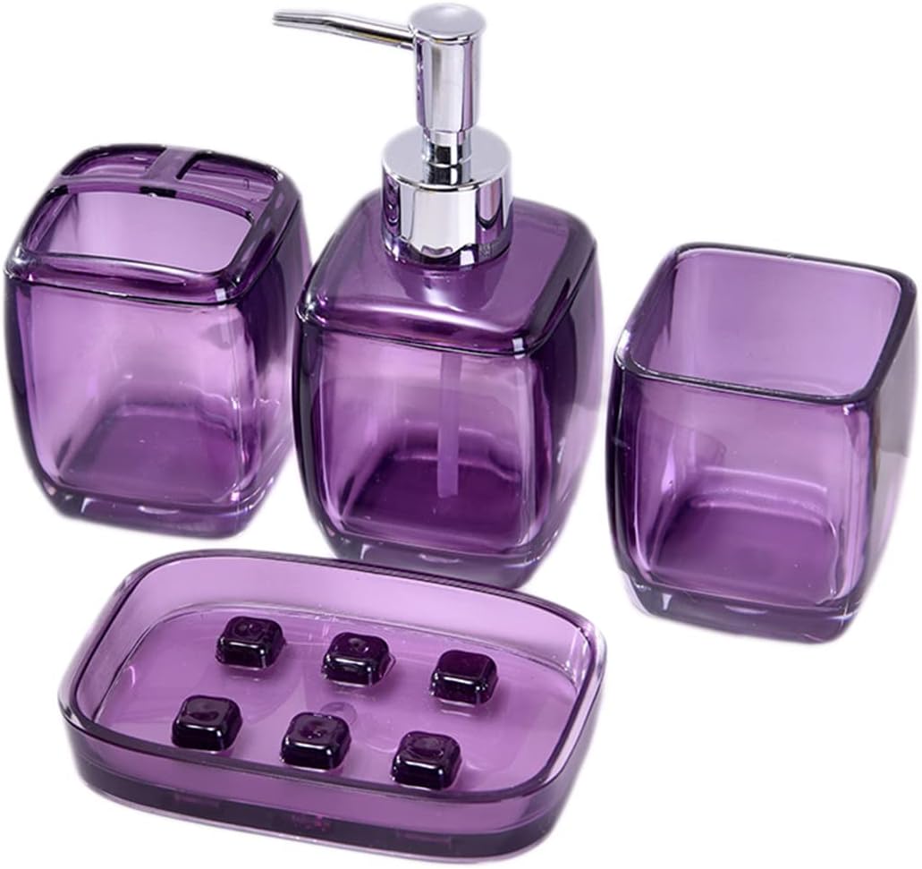 Bathroom Accessories Set, 4Pcs Acrylic Bathroom Set Includes Soap Dispenser, Soap Dish and Tumbler