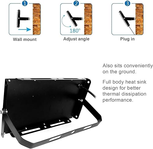 Miniatura 24 de Luces negras de 100 W, luz de inundación de luz negra con enchufe e interruptor, para fiesta brillante, Halloween, póster fluorescente, iluminación