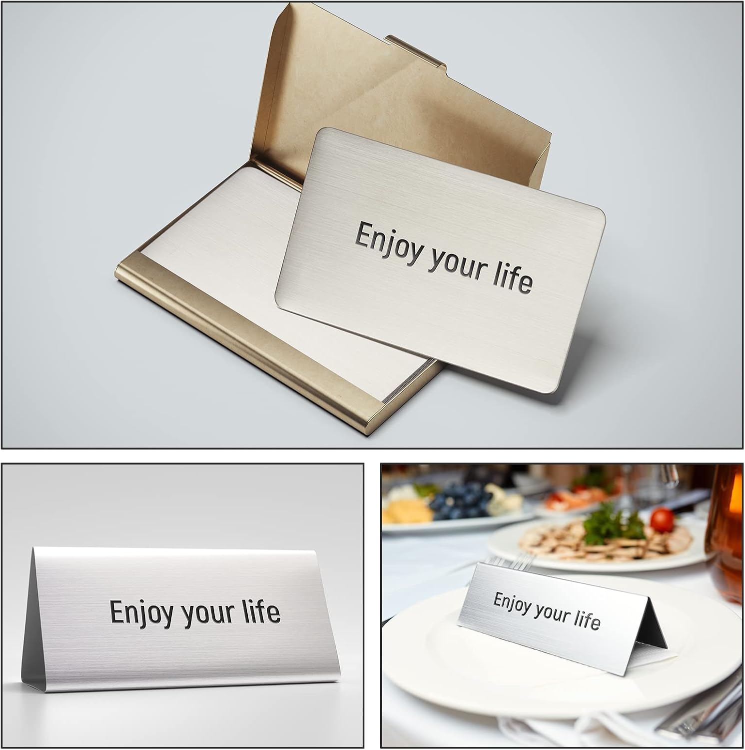 12 Pieces 304 Stainless Steel Metal Business Cards Blank Steel Laser Engraving Stainless Cards for House Office Customer DIY Gift Plate, 86 x 54 mm(0.5 mm)