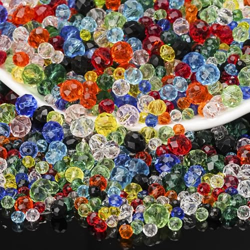 DAHI 950pcs Crystal Beads for Jewelry Making Glass Beads Faceted Crystal Glass Beads for DIY Craft Bracelets, Necklace Jewelry Making (Color 4/6/8mm)