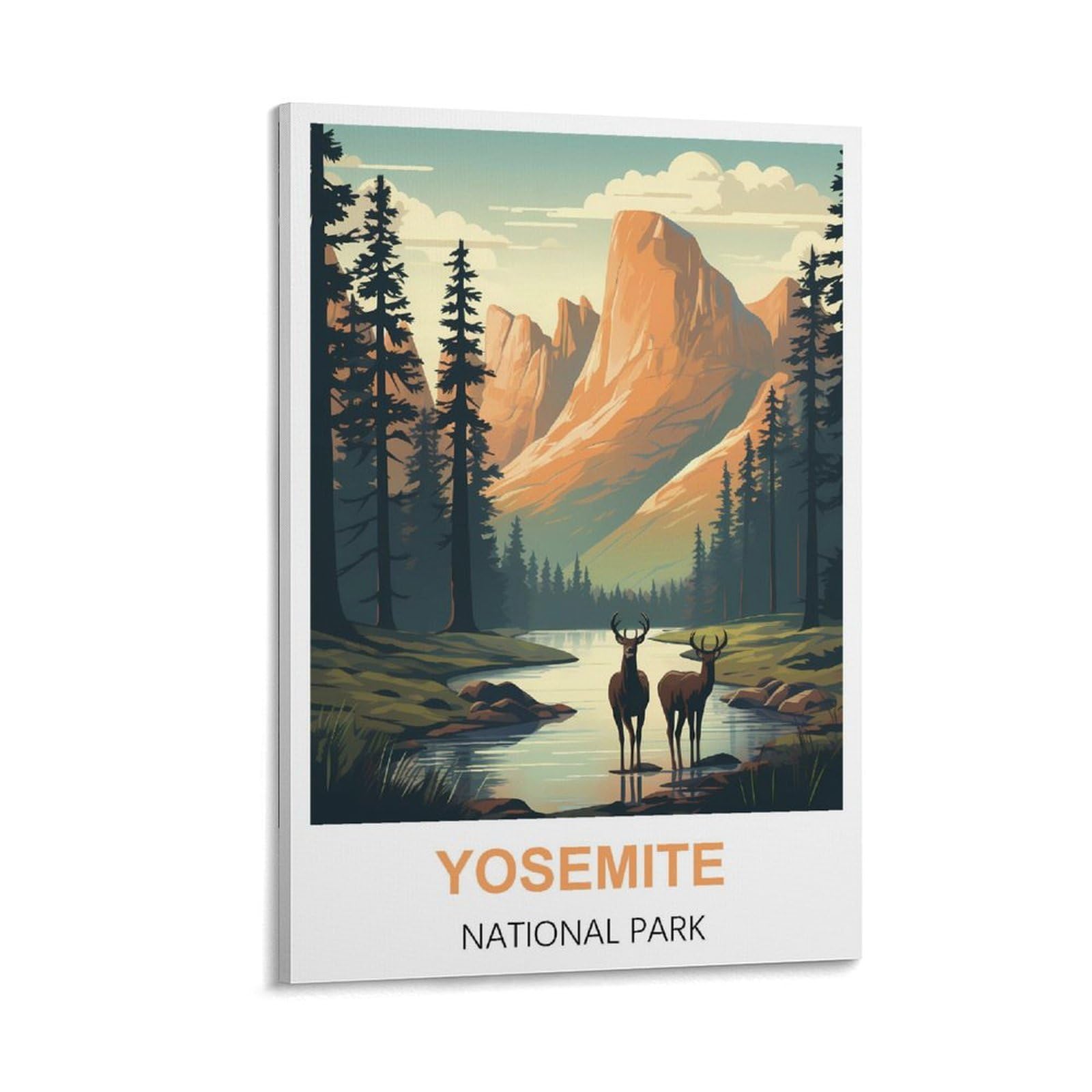 Nhgeqaa Frame-Style Yosemite National Park Vintage Travel Poster 20X30inch(50X75cm) Canvas Wall Art Print Picture