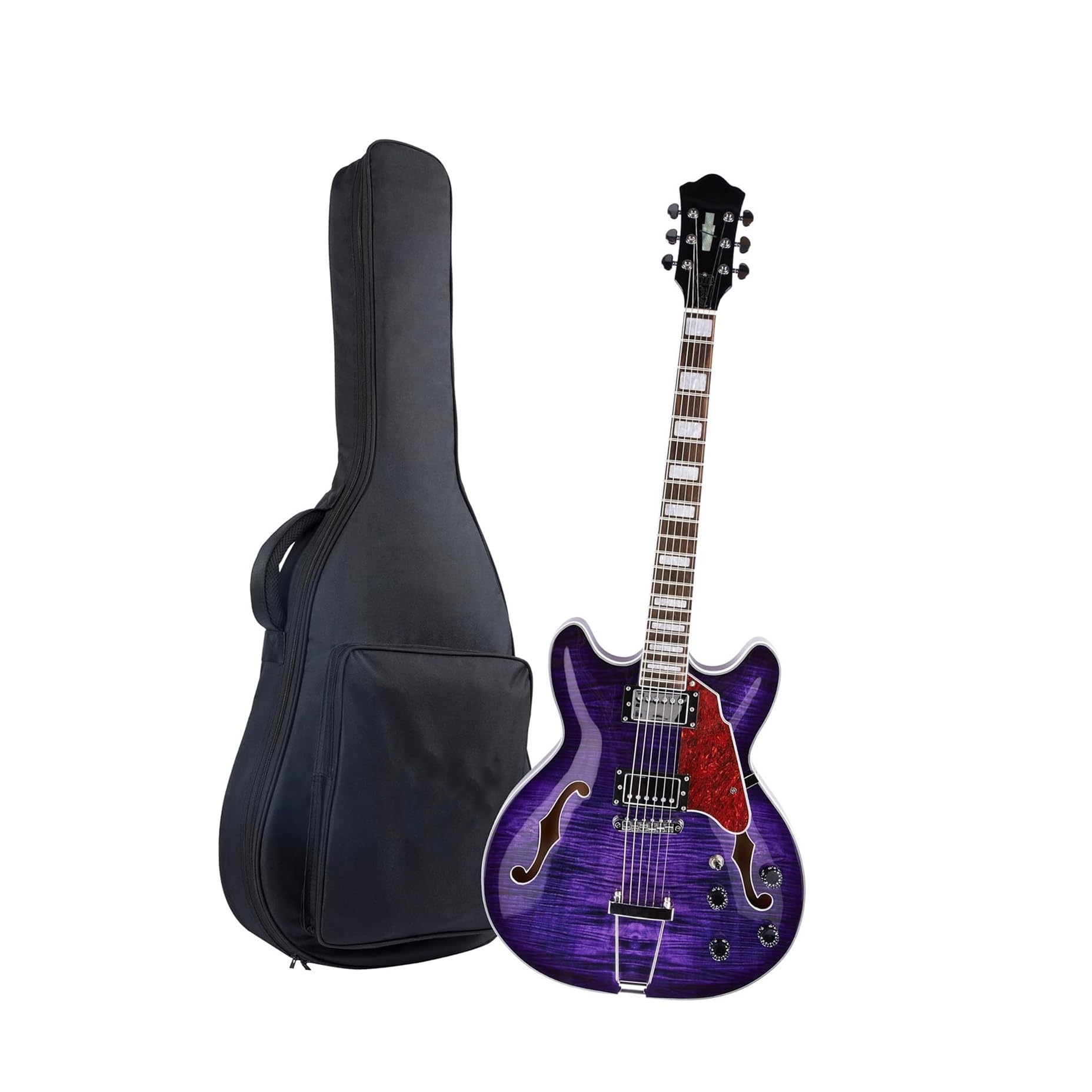 Profesjonalny Zestaw Do Gitary Elektrycznej Gitara Elektryczna Jazzowa Z Półwydrążonym Mostkiem Trapezowym I Torbą Koncertową(Purple)