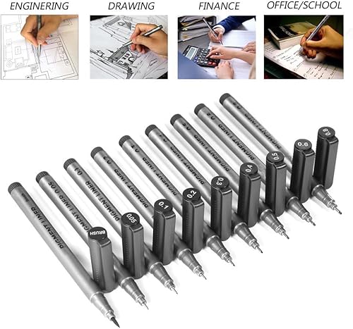 Miniatura 4 de Qionew Precision - Juego de 9 bolígrafos de tinta de punta fina, tinta de archivo impermeable, bolígrafos de ilustración de artista, caligrafía,