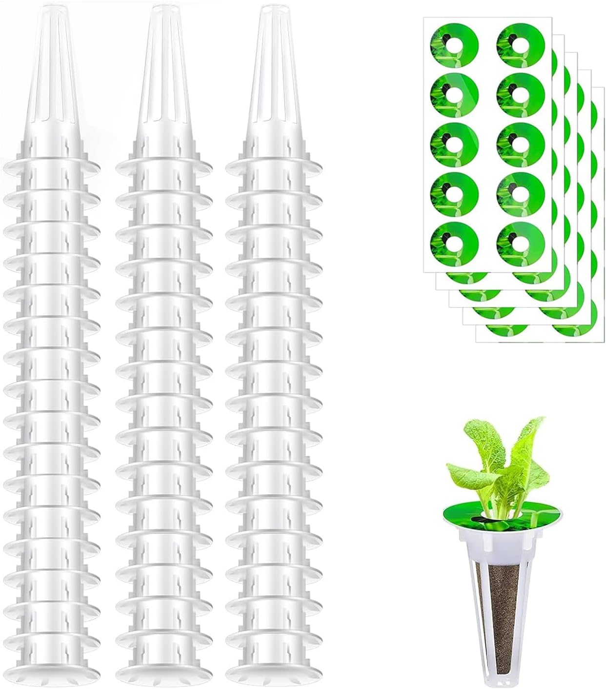 100 PCS Hydroponic Baskets Kit, 50 Pcs Hydroponic Grow Baskets and 50 Pcs Seed Pot Label for Grow Basket, Compatible with Hydroponic Growing System