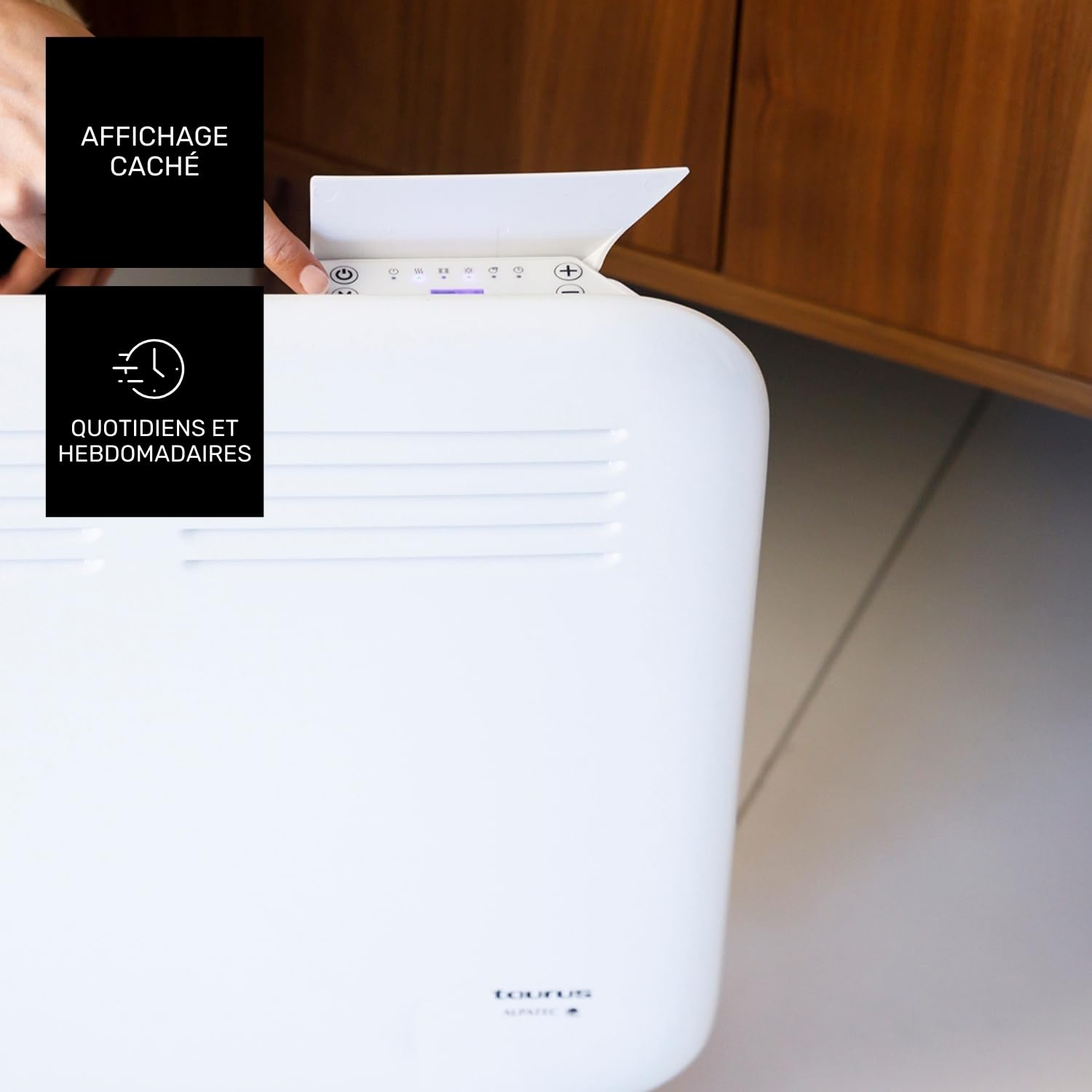 Taurus CHTA 500 - Convecteur électrique 500W, IP24 pour une utilisation en salle de bain, Support mural, Écran numérique, Programmable, Sécurité anti-chauffe, Capteur "Fenêtre ouverte", Blanc