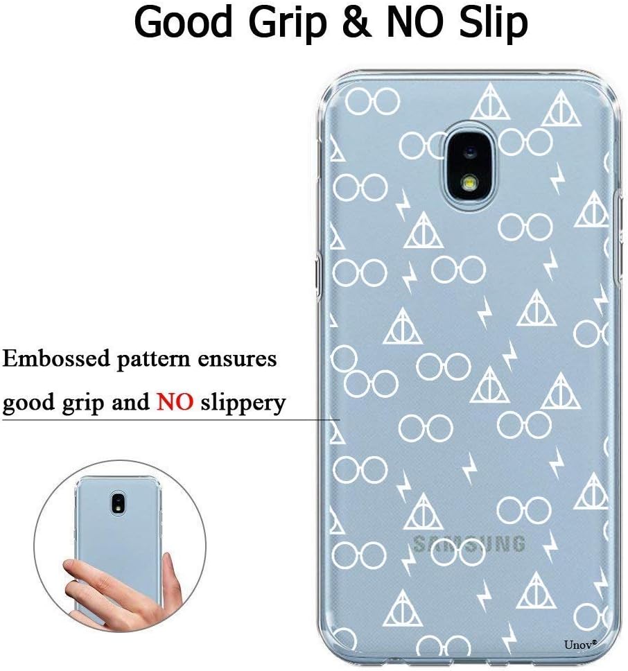 Unov Case Clear with Design for Galaxy J7 2018 Slim Protective Soft TPU Bumper Embossed Pattern for Galaxy J7 Crown J7 Refine J7 Star J7 V J7V 2nd J7 Aero J737V (Great Wave)