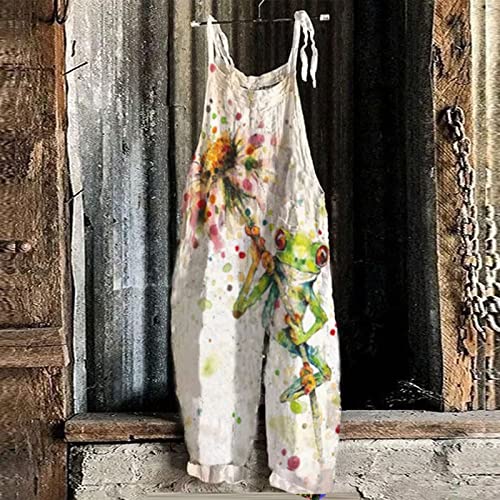 Macacão feminino casual de lantejoulas com estampa floral e tiras de perna larga e ajuste solto, Ama