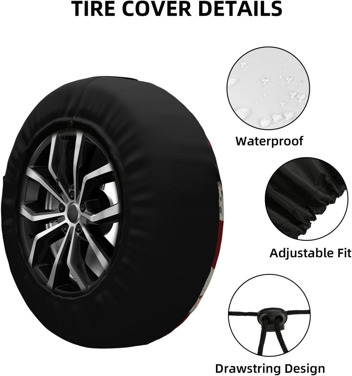 USA American Flag Eagle Spare Tire Cover Waterproof Dust-Proof Uv Sun Wheel Protectors Tire Cover Fit for Jeep，SUV, Rv, Travel Trailer, Truck14 Inch
