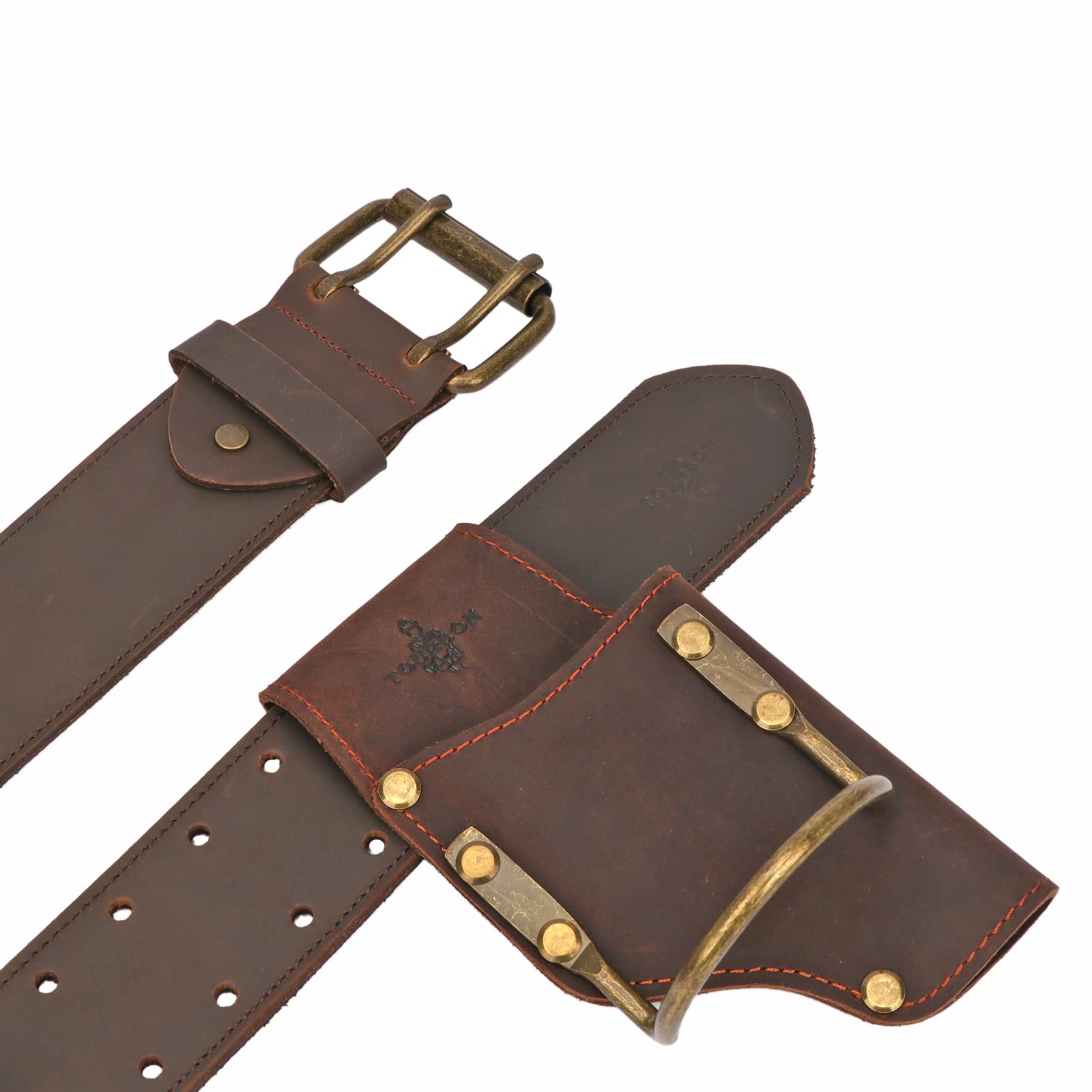 TOURBON Cinturón de herramientas de soporte de alicates, martillo Holster Loop (cuero - marrón oscuro)