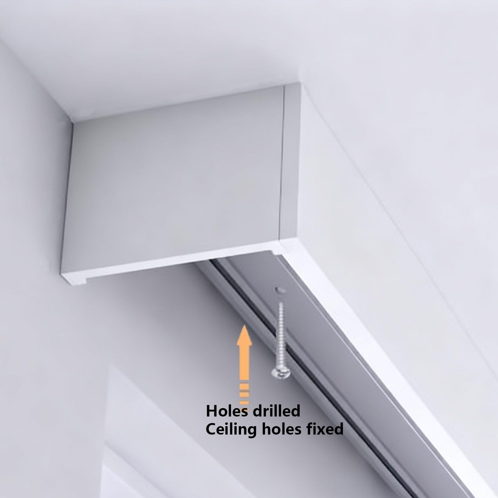 Générique Système de Tringle à Rideaux, Caisson de Rideau Moderne à Fixation Plafond avec Rail dissimulé, Panneau de cantonnière Blanc, Double Rail pour Salon et Chambre,