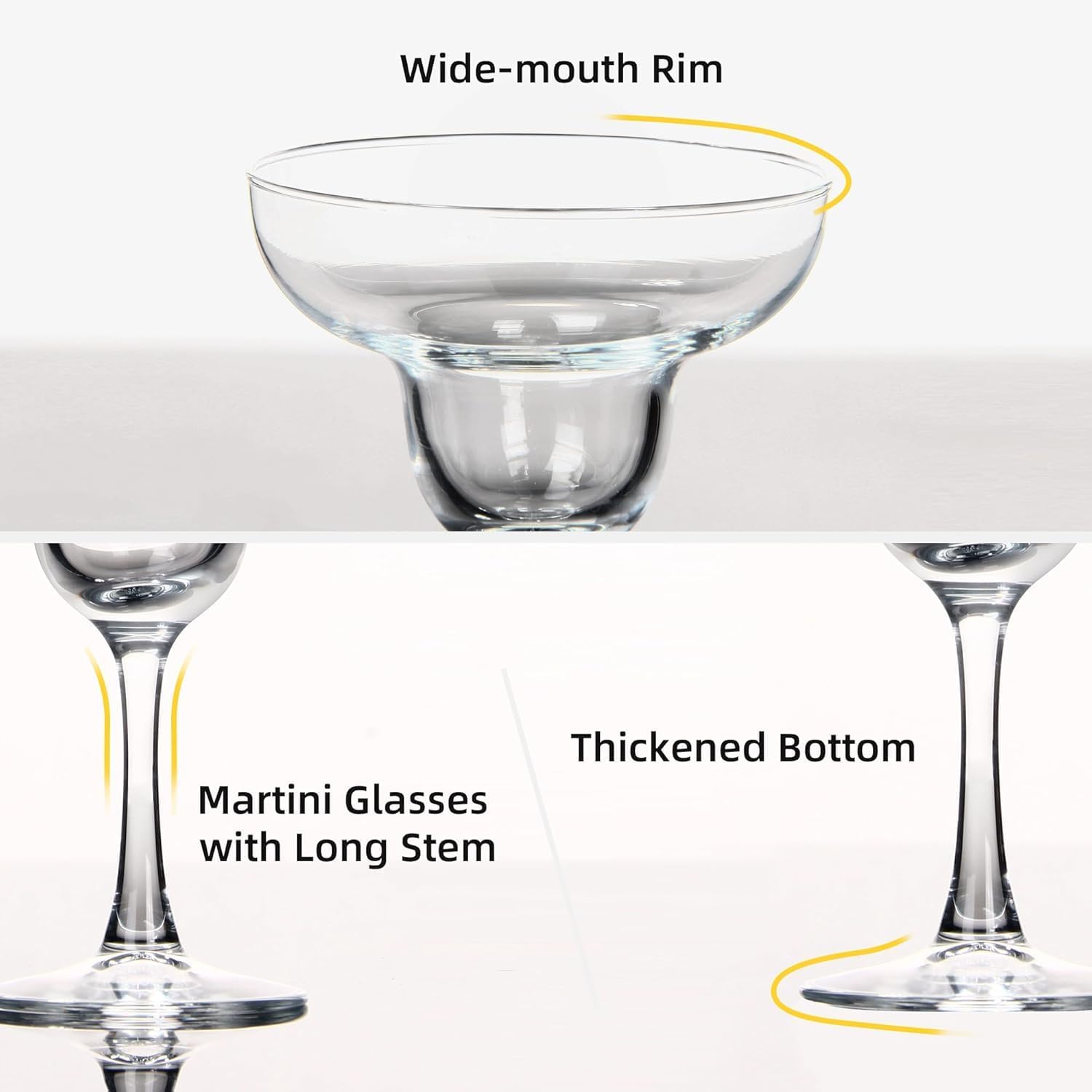 NeWine Margarita Glasses Set, 210 ml Crystal Cocktail Glasses, Martini Daiquiri Drinking Glasses, Elegant Glassware for Cocktails, 4 Piece 3
