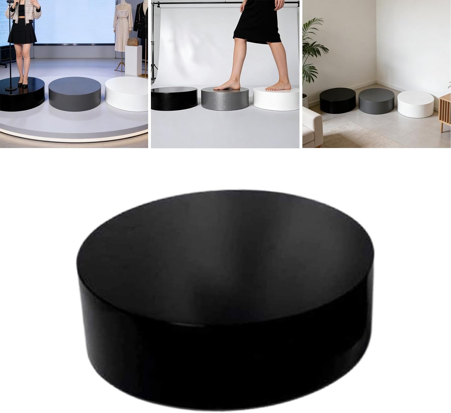 Black Round Mannequin Base - Cylindrical Pedestal Stand for Displaying Models, Riser Table for Fashion Retail, Durable and Stylish Showcase Support