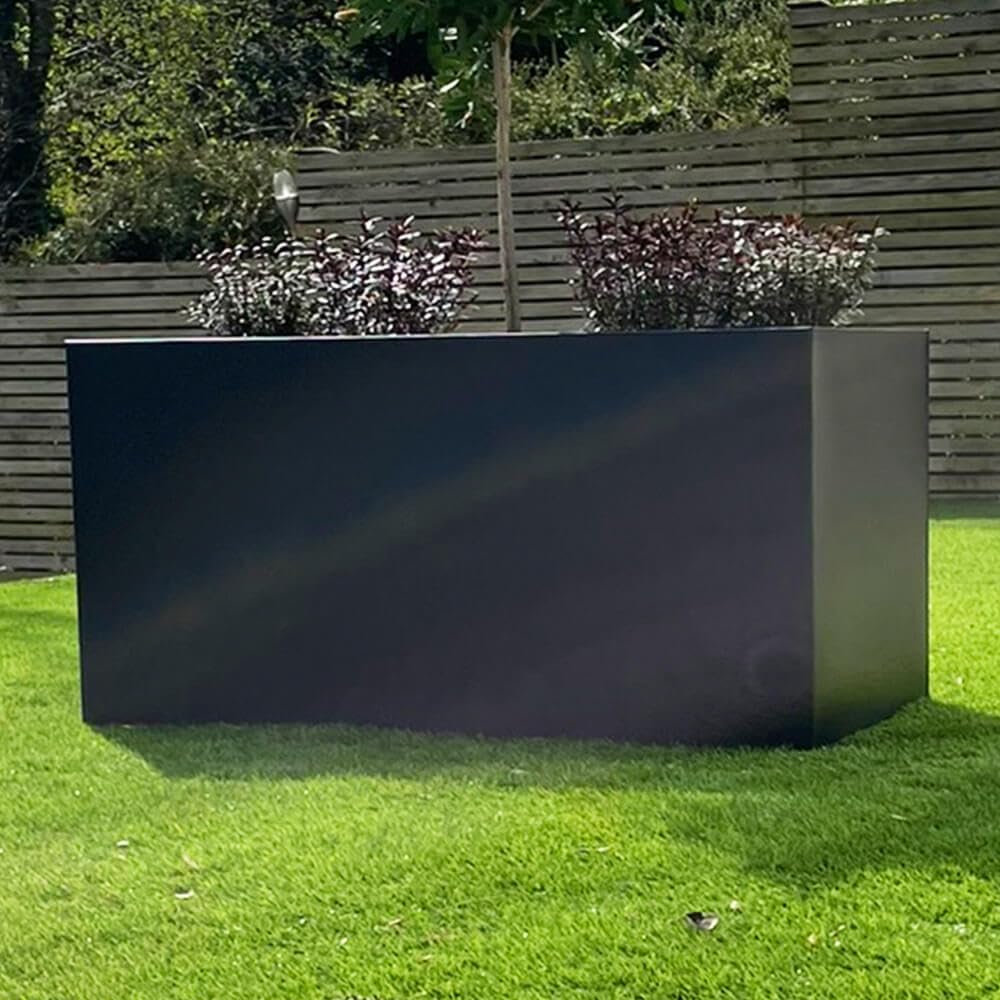 Gardening Naturally Black Aluzinc Trough Garden Planter 1M Long Premium Lined - Zinc Lightweight Outdoor Garden Pot With Drainage