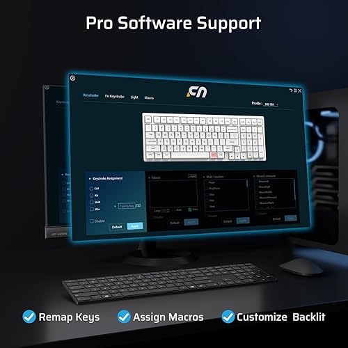 Miniatura 6 de LTC NB981 Nimbleback - Teclado mecánico con cable de 98 teclas, 96% teclado para juegos con retroiluminación blanca, interruptor rojo, azul Mecha