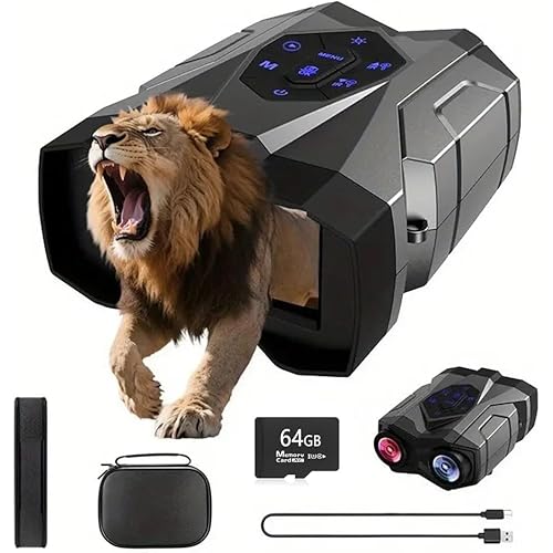 Night Vision Goggles for Adults, 4K Digital Infrared Goggles Tactical Binoculars with Camera, Tech Gadgets for Dad, Hunting Gear Gifts for Men, 64GB Card Included