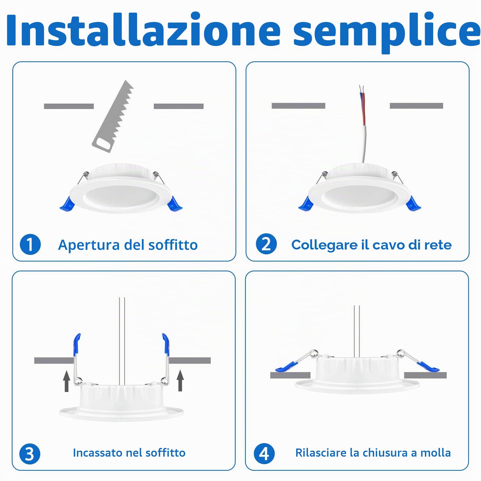 UISEBRT Faretti LED da Incasso per Cartongesso 20 x 5W Integrati Ultrasottile Soffitto Plafoniere Spot led Incasso per il Bagno Cucina Camera da Letto - Bianco Caldo