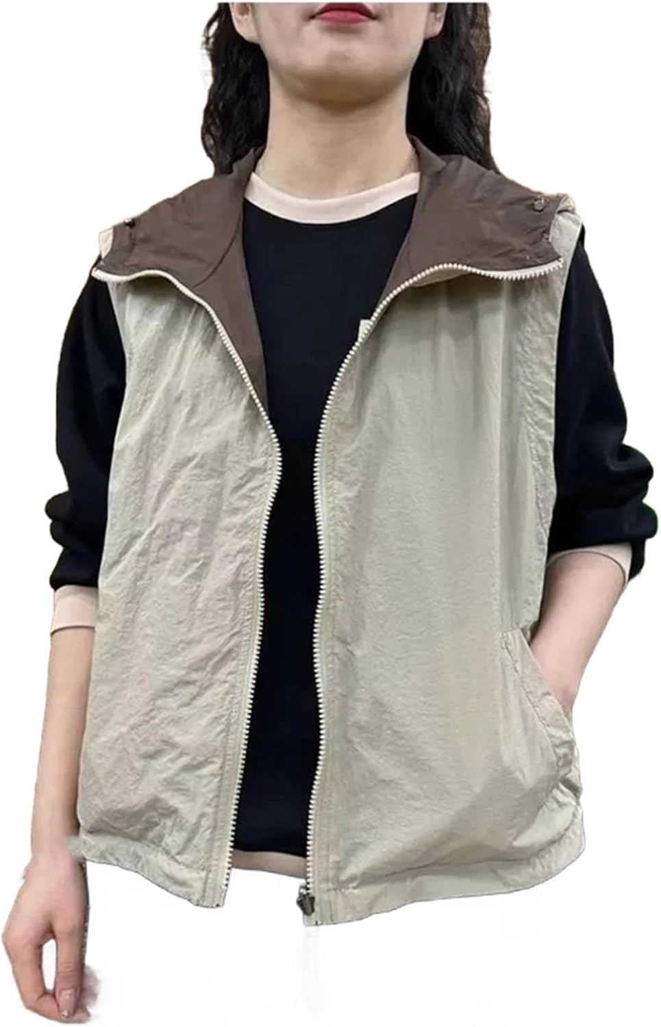 Women's Retro Thin Vest Coat Spring Hooded Casual Vests Versatile Elegant Sleeveless Waistcoat Top