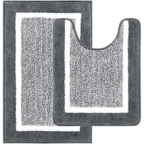 Pauwer Badezimmerteppich Set 2 Teilig rutschfeste saugfähiger Badvorleger waschmaschinenfest...