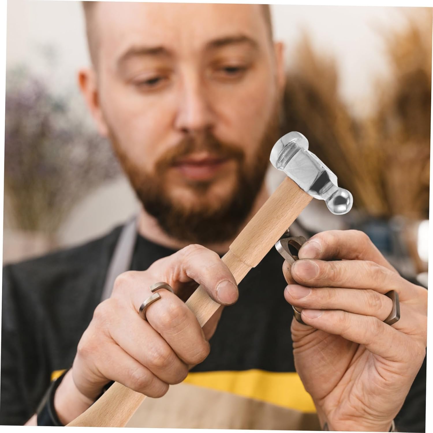 Mini martello americano fatto a mano grande testa manico in legno oro martello lucidatura testa rotonda martello multifunzionale high-end martello oro strumento