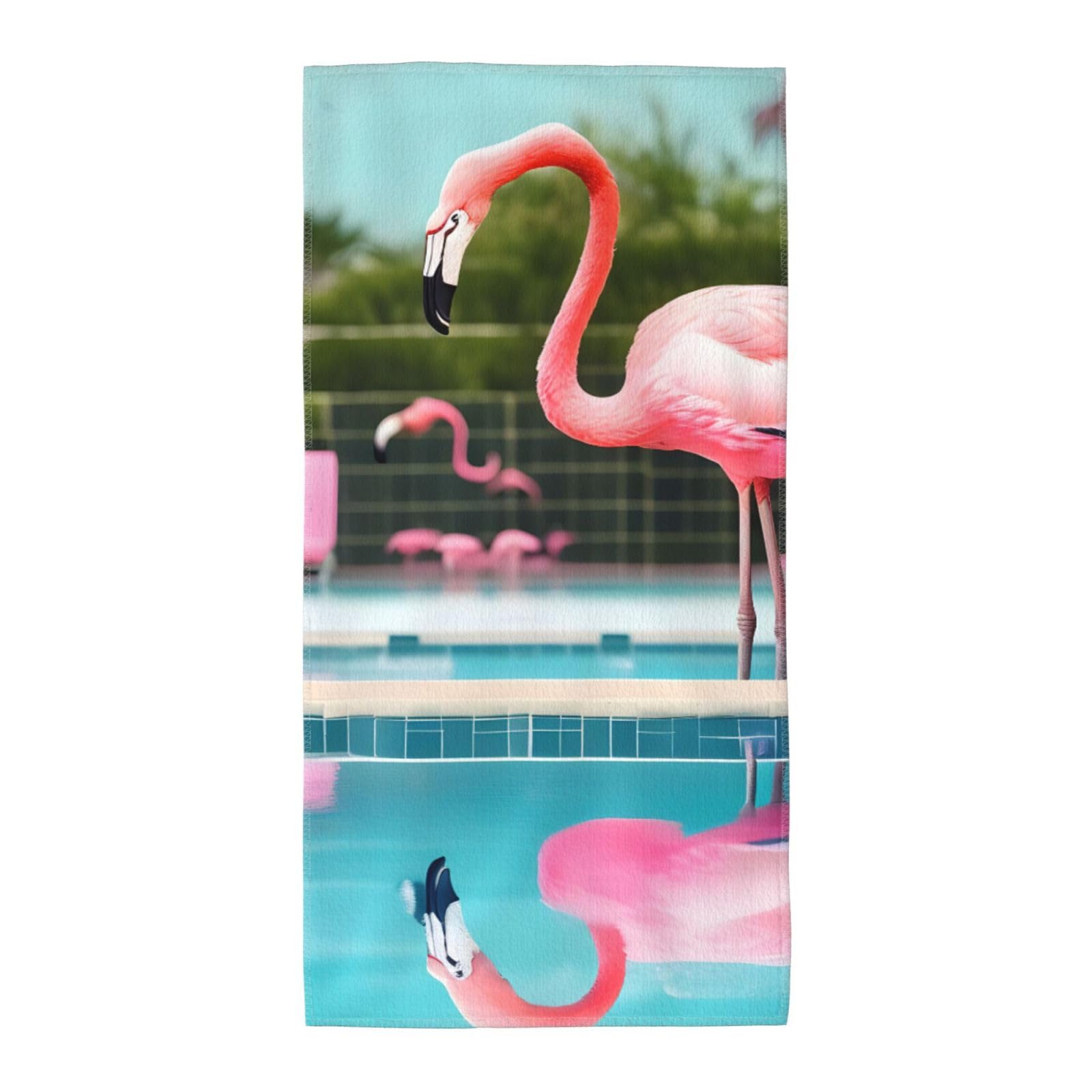 JBJGKHLP Flamingo And Swimming Pools Print Adults Extra Long Beach Towel Soft Absorbent Quick-Dry Gym Swimming Running Yoga