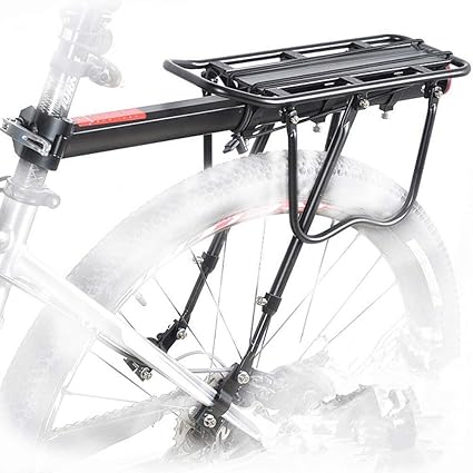 Let's Play LP-01 Quick Release Rack Aluminium Rear Pannier Mountain Bike Bicycle Cargo Carrier Rear Rack Seat, Aluminium, Black
