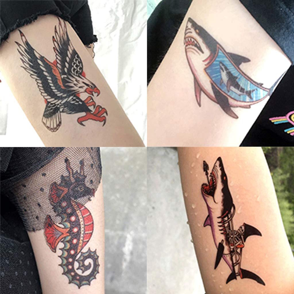 CARGEN Classic Temporary Tattoo Illusion World Eagle Tattoo Whale Tattoo Seahorse Tattoo Finger Tattoo Old School Stickers great Vintage Sticker