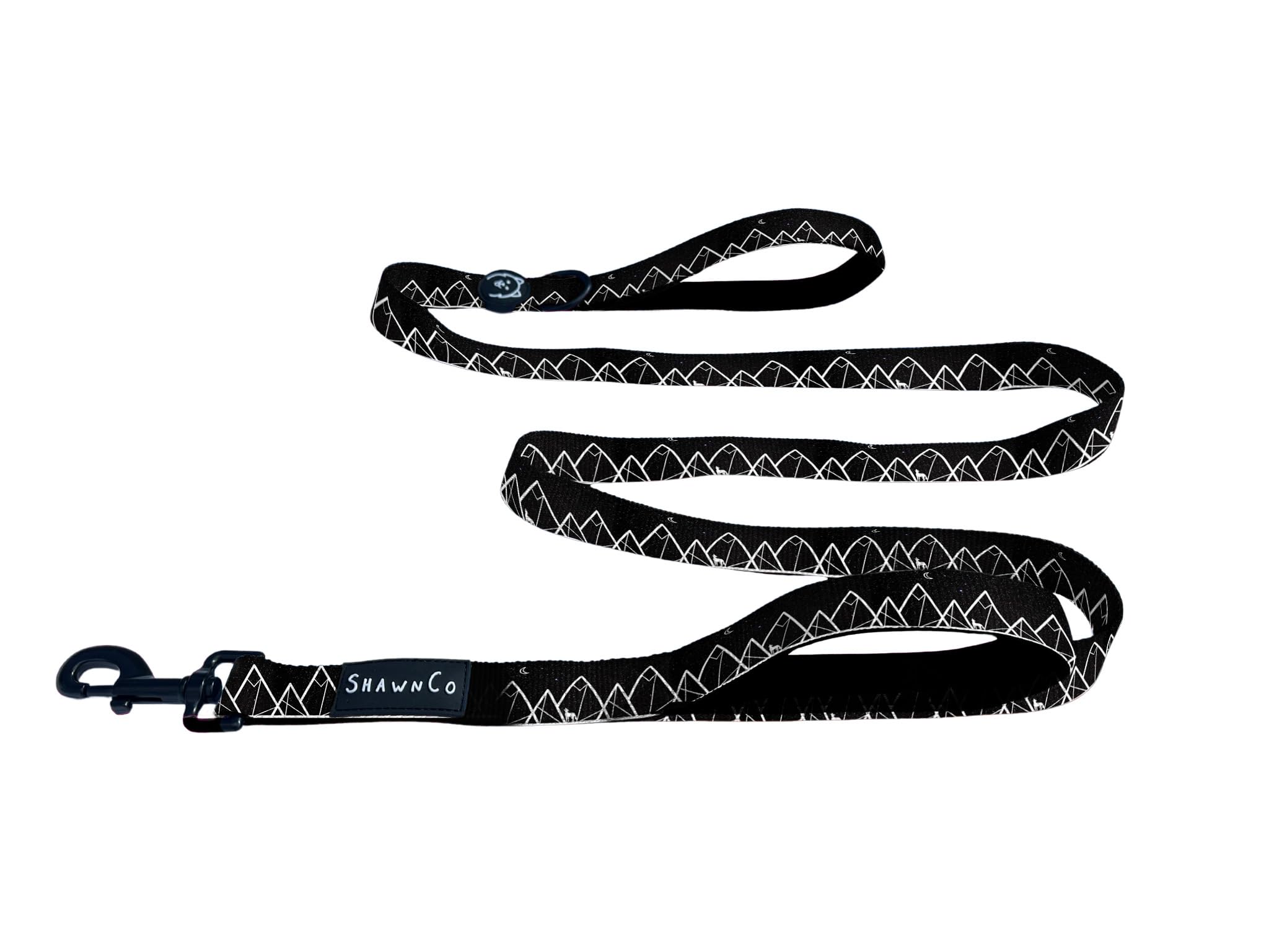 ShawnCo Dream Walk - Correa de nailon para mascotas con mango de neopreno suave para perros pequeños, medianos y grandes (luna lobo, M/L de 6 pies con 2 asas)