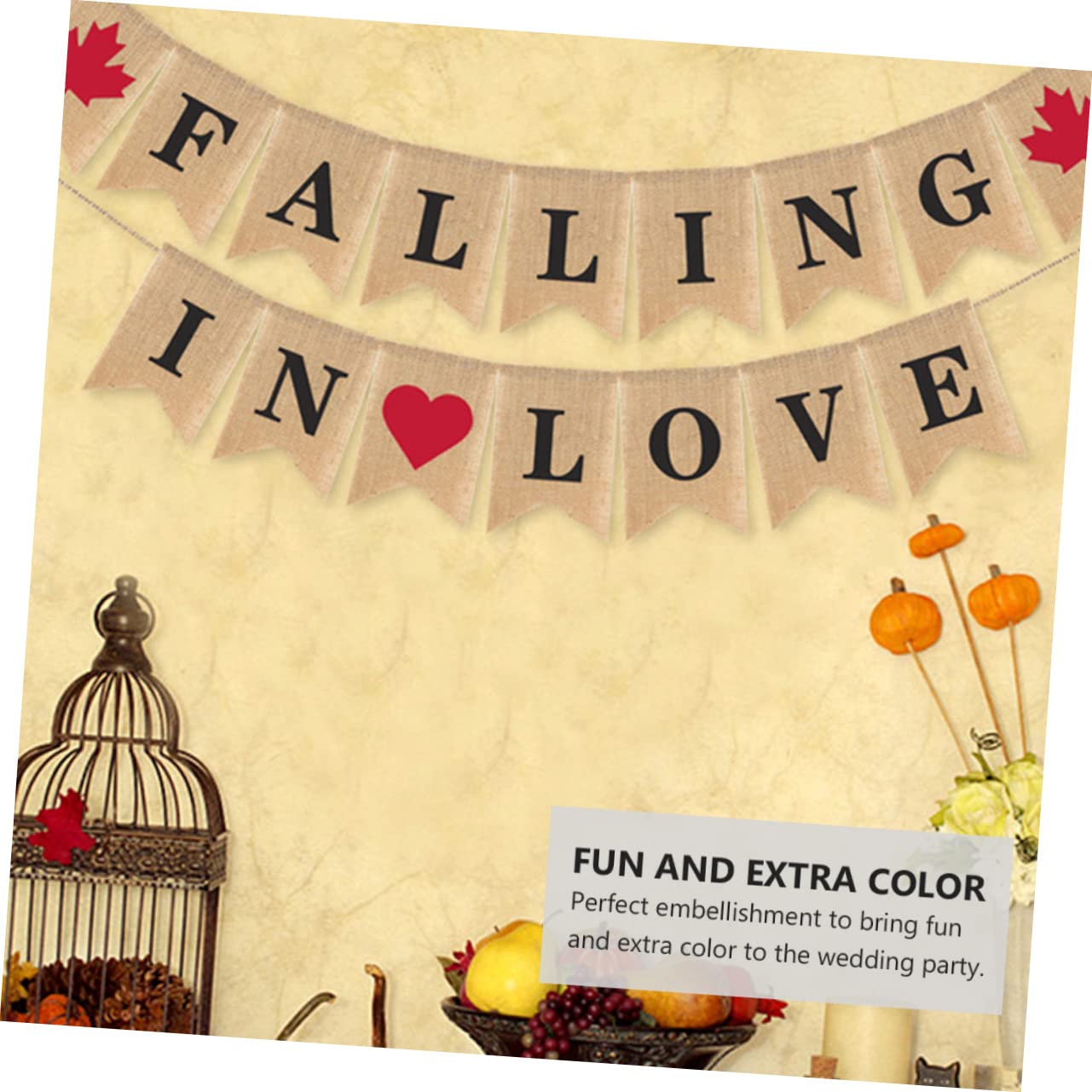PRETYZOOM 3stücke Hochzeitsbanner Aus Leinenstoff Herbst Dekoration Für Hochzeiten Falling in Love Fotorequisiten Khaki Für Romantische Feiern Und Zuhause