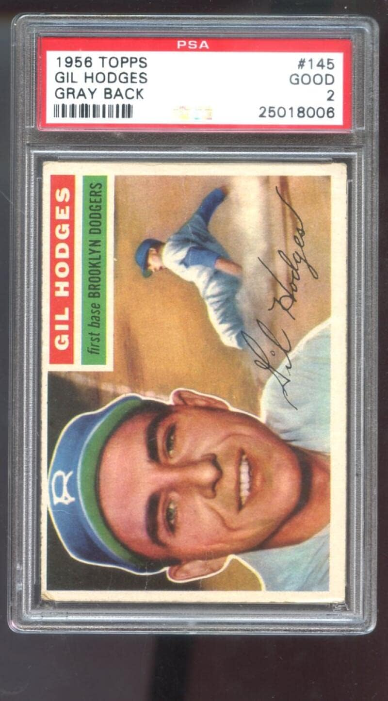 1956 Topps #145 Gil Hodges PSA 2 Graded Baseball Card GB Brooklyn Dodgers
