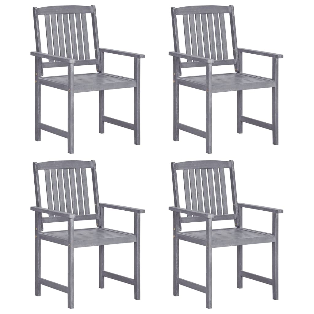 vidaXL 4x Solid Acacia Wood Garden Chairs Outdoor Seating Furniture Wooden Balcony Patio Dining Dinner Chair Lounge Relaxer Seat Grey