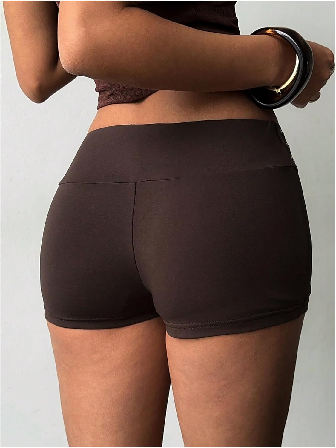 Verdusa Women's Rivet Fold Over Micro Mini Shorts Summer Low Rise Shorts Country Concert Outfits