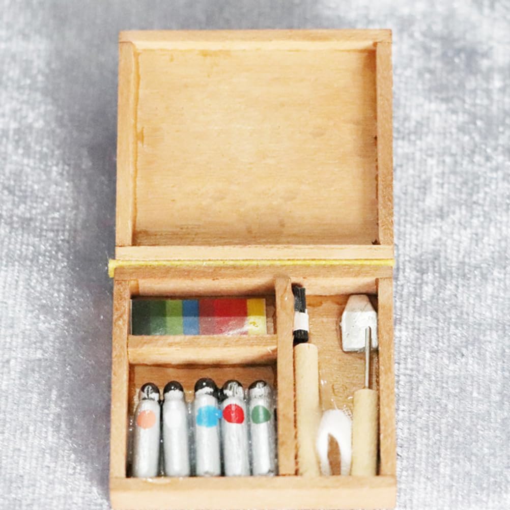 TOYANDONA Miniature Easel Kit with Small Canvas Stand and Mini Art Pallet Wooden Mini House Decor for Dollhouse Painting and DIY Creative Display - Image 8