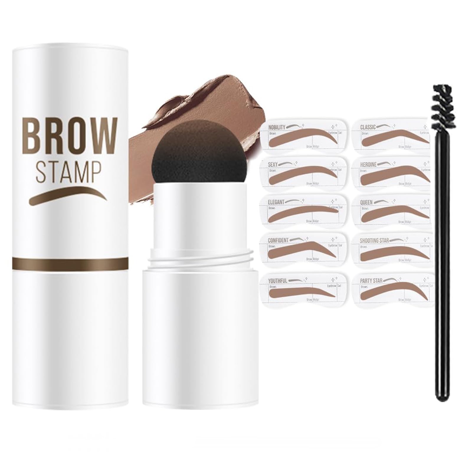 Eyebrow Stencils, Eyebrow Stamp, Eye Brow Stencil Kits Eyebrow Kit for Women With 10PCS Eyebrow Shaping Kit Long-Lasting-1PC (Soft brown)