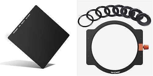 Kit de soporte de filtro cuadrado ND64 (6 topes) de 3.937 x 3.937 in con 8 anillos adaptadores