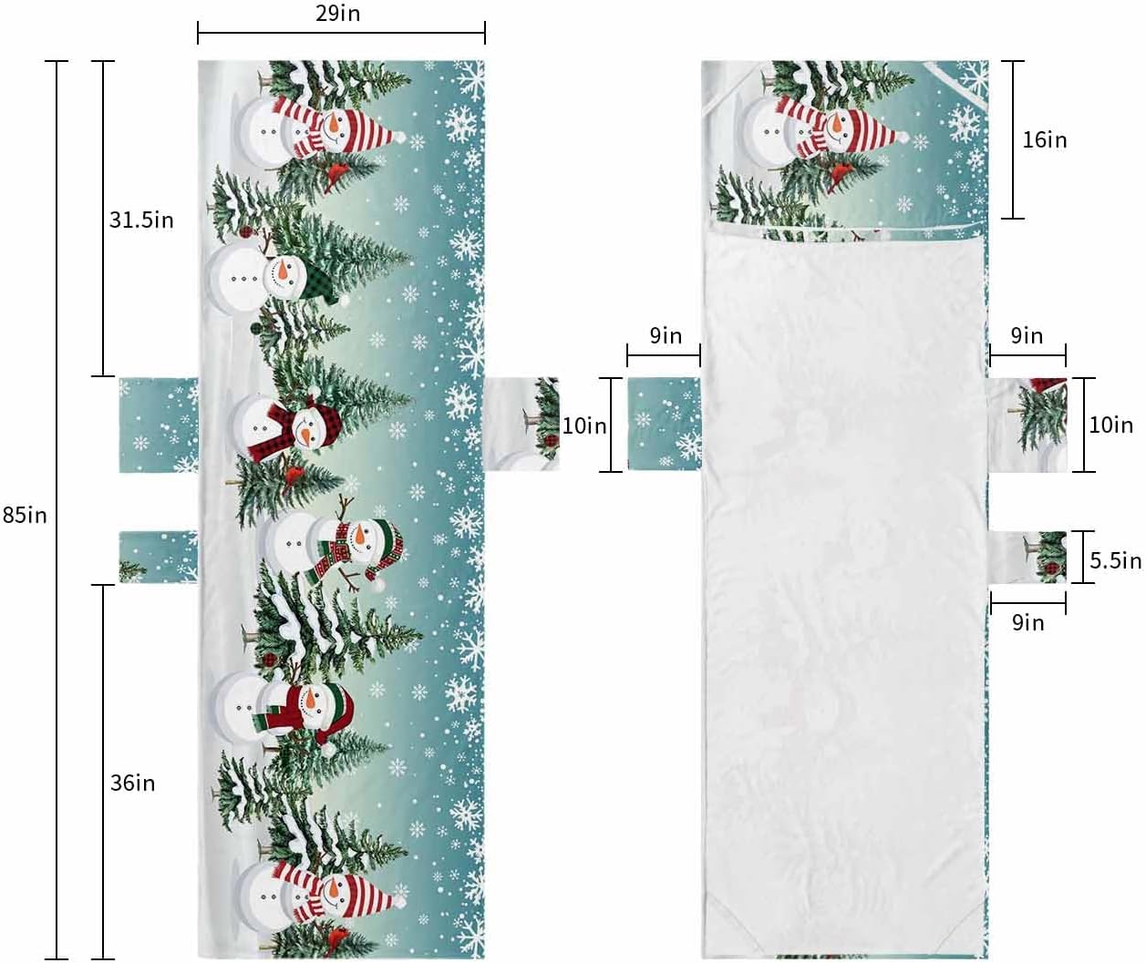 Christmas Teal Beach Pool Patio Lounge Chaise Chair Cover Towel With Pockets,Absorbent & Quick Dry Microfiber Towel Cover Bag Accessories Snowman Snowflake Winter Xmas Forest Tree Turquoise Plaid