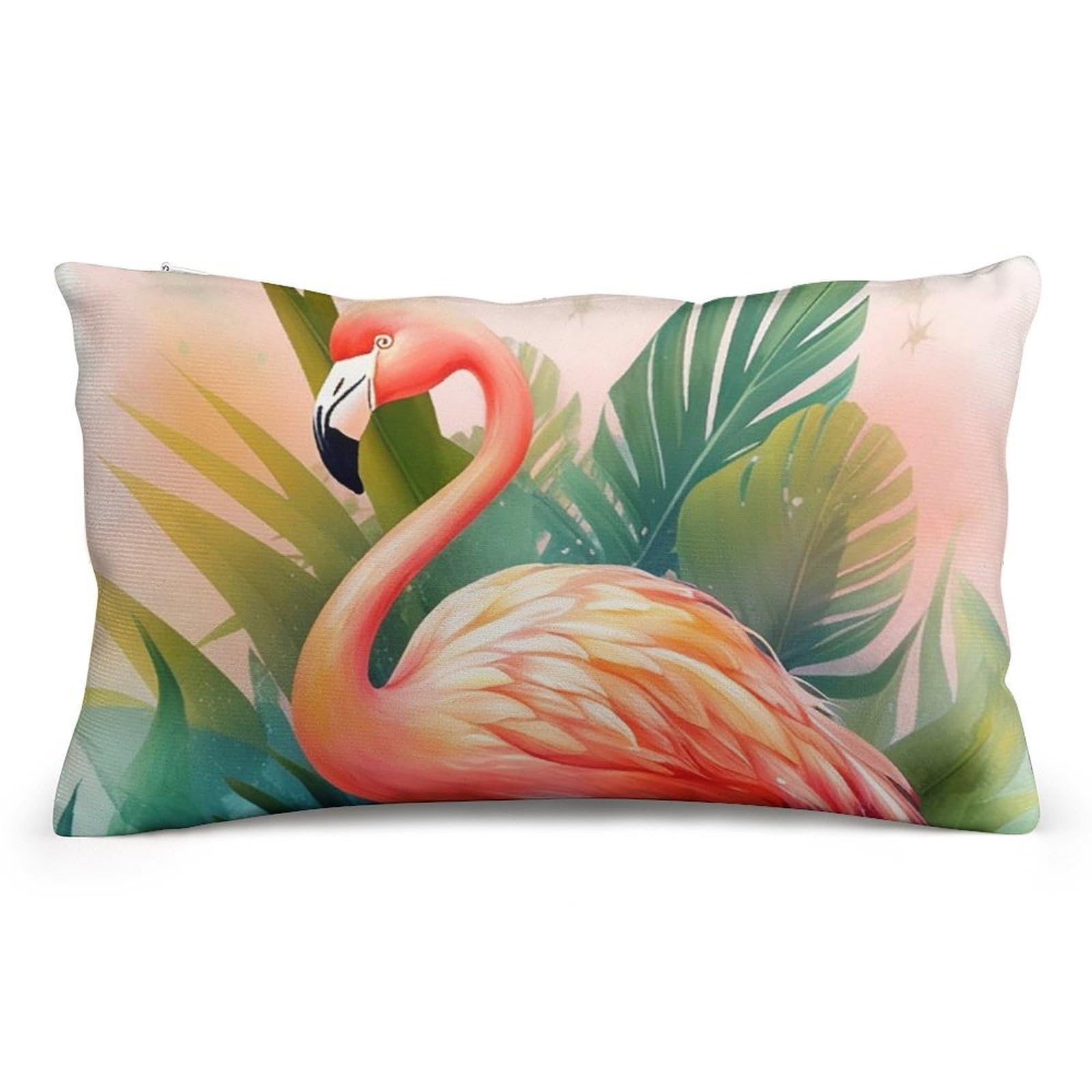 Velvet Pillowcases Standard Size 8"x12", Ultra Soft Breathable Pillow Cases for Bed, Luxury Cozy Fuzzy Pillow Shams, Lumbar Pillow Cover, Tropical Flamingo Cushion Case Home Decor