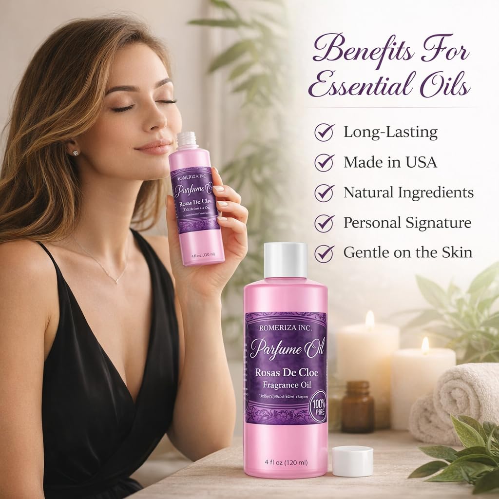 ROMERIZA INC. 4 Fl Oz Rosas De Cloe Perfume & Body Oil - Our Interpretation Unforgettable Women's Fragrance, Long-lasting Scented Fragrance For Home & Best for Gifts