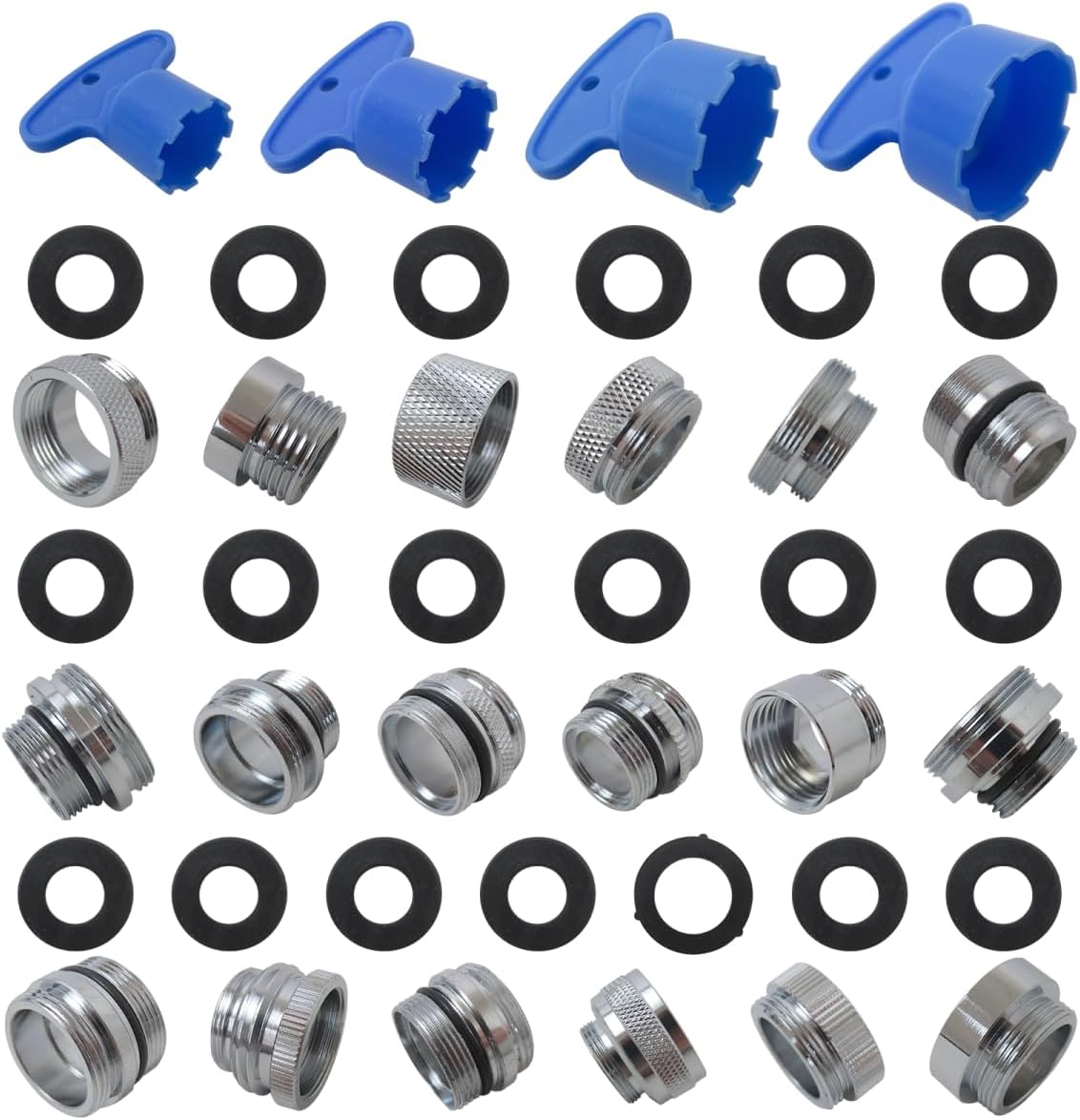 18 Pieces Faucet Adapter Kit, Kitchen Sink Aerator Adapters with 4Pcs Removal Wrench Tools, Male Female Connectors for Faucet with Removable Aerators to Water Filter, Garden Hose, RV