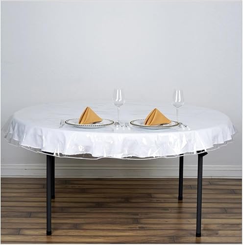 Miniatura 4 de ATB Protector de mantel de vinilo transparente de 70 pulgadas, cubierta redonda de plástico para mesa 28" x 48" a 40" x 80"